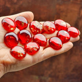 Red Amber Calibrated Round Shape Cabochons